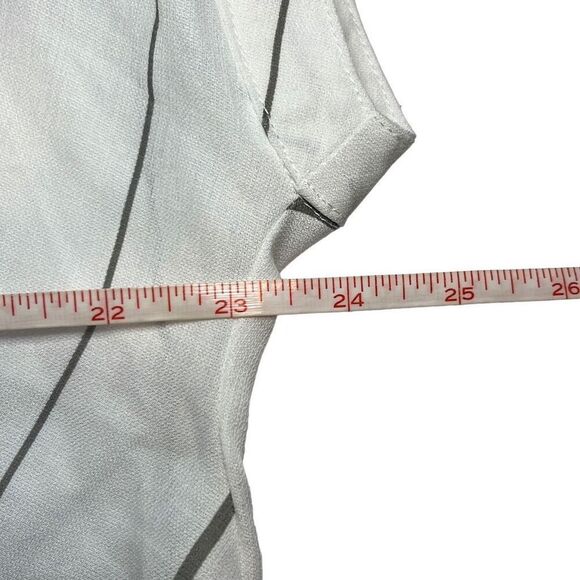 Listicle Large Gray White Stripe Tie Sleeve High Low Top Coastal Preppy Minimal - Picture 8 of 9
